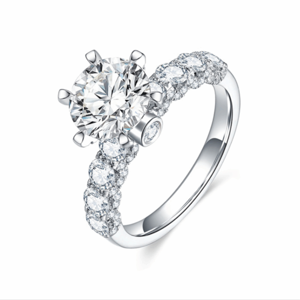 Lab Grown Diamond Engagement Ring In 18K White Gold