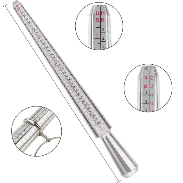 Metal finger ring size measurement tool is used for measuring ring sizes