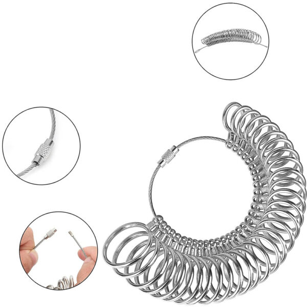 Metal finger ring size measurement tool is used for measuring ring sizes